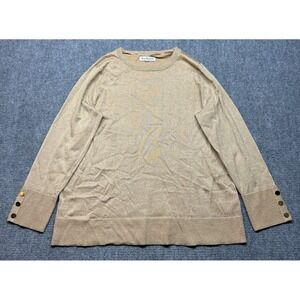 Kim Rogers Sweater Womens Size L Light Brown Round Neck Long Sleeve Solid New